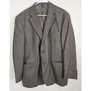 Joseph Feiss  100% Lambswool Blazer Sport Coat Jacket  Gray Herringbone 44R